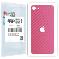 Szkła hartowane na telefon - Folia naklejka skórka strukturalna na TYŁ do Apple iPhone SE (2020) -  Carbon Różowy - apgo SKINS - miniaturka - grafika 1