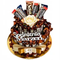 Zestawy upominkowe - Zestaw prezentowy Tort z Czekoladek Batoników Prezent na Urodziny Święta - miniaturka - grafika 1