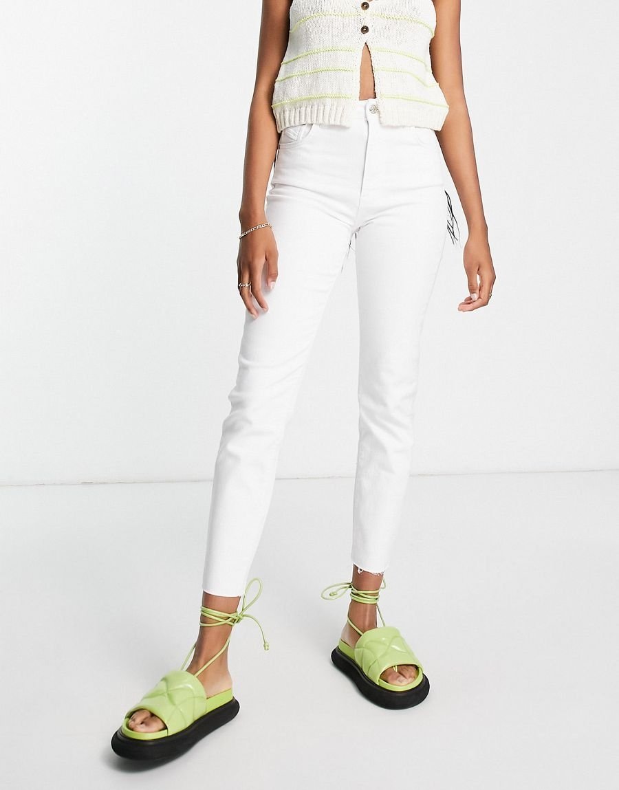 ECRU JEANSY MOM JEANS DLA WYSOKICH CASUAL S 1XLP