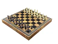 Gry planszowe - Premium Szachy Staunton Z Palisandru - Włoska Plansza Skórzana Mapa Świata 48X48Cm Profesjonalne - miniaturka - grafika 1