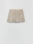 Spódnice - Reserved - Cekinowa spódnica mini - kremowy - miniaturka - grafika 1