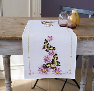 Haft krzyżykowy, Zestaw do haftu, Bieżnik - Motylki - Pasmanteria - miniaturka - grafika 1