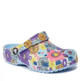 Buty dla chłopców - Klapki Crocs Crocs Classic Retro Floral Clog Kids 209059 Blue Calcite/Multi 4NT - grafika 1