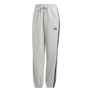 adidas Kobiety ESSENTIALS 3-STRIPES FLEECE LOOSE PANTS, medium grey heather/black, M - Spodnie rowerowe - miniaturka - grafika 1