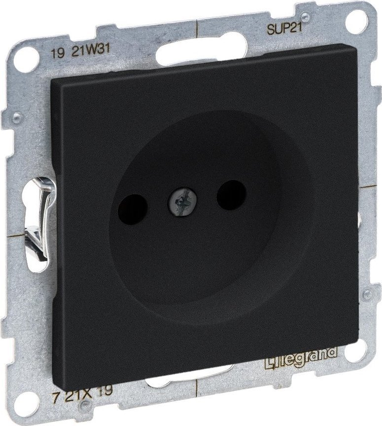 Legrand SUNO - Gniazdo 2P z przesłoną - 16 A - 250 V~ - zaciski śrubowe, Czarny - Legrand 721419 himp