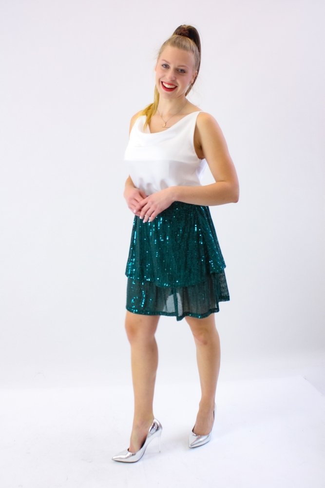 Cekinkowa spódnica Clara Butelkowa zieleń UNI