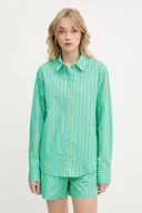 Koszule damskie - Silvian Heach koszula bawełniana TANDAM damska kolor turkusowy relaxed z kołnierzykiem klasycznym GPP25446CA - miniaturka - grafika 1