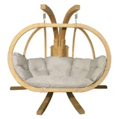 Fotele ogrodowe wiszące - Elior Podwójny fotel wiszący do ogrodu ecru N1-M14 - miniaturka - grafika 1