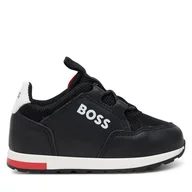 Buty dla chłopców - Sneakersy BOSS J52167 S Czarny - miniaturka - grafika 1