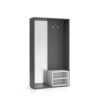 PLAN Ścianka na ubrania (wieszak) ze zwierciadłem, 2 haczyki, grafit/biały 6101296 - Inne meble biurowe - miniaturka - grafika 1