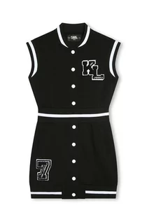 Sukienki i spódniczki dla dziewczynek - Karl Lagerfeld sukienka dziecięca kolor czarny mini prosta - grafika 1
