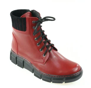 Skórzane trzewiki Monax TX czerwony - Mokasyny damskie - miniaturka - grafika 1