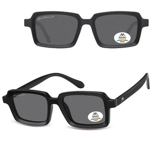 Czarne prostokątne okulary przeciwsłoneczne z polaryzacją MP57 - Okulary korekcyjne, oprawki, szkła - miniaturka - grafika 1