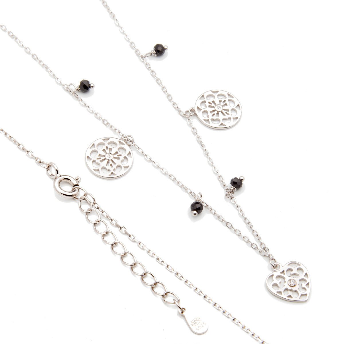 Srebrny naszyjnik wzorzyste serce