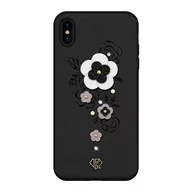 Etui i futerały do telefonów - Kingxbar Petal etui ozdobione oryginalnymi Kryształami Swarovskiego iPhone XS / iPhone X czarny - Czarny - miniaturka - grafika 1