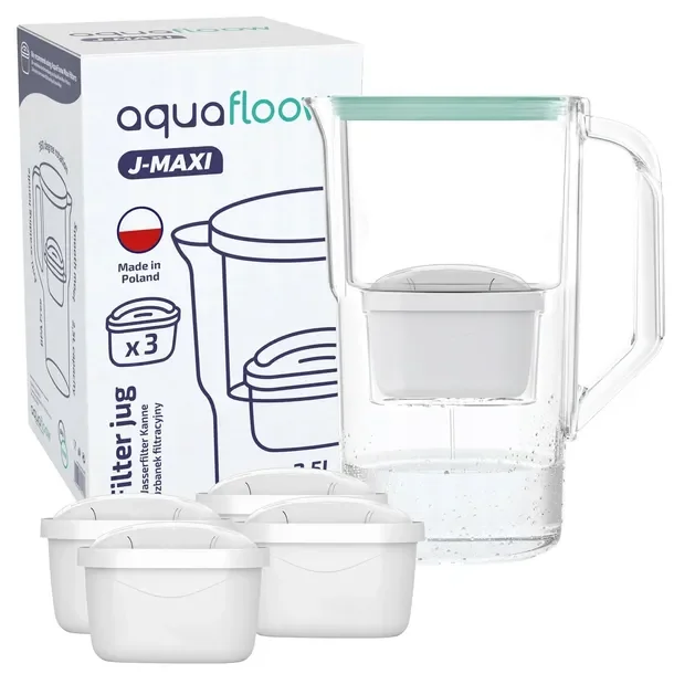 Dzbanek filtrujący plastikowy AquaFloow J-MAXI 2,5l miętowy + 5x filtr