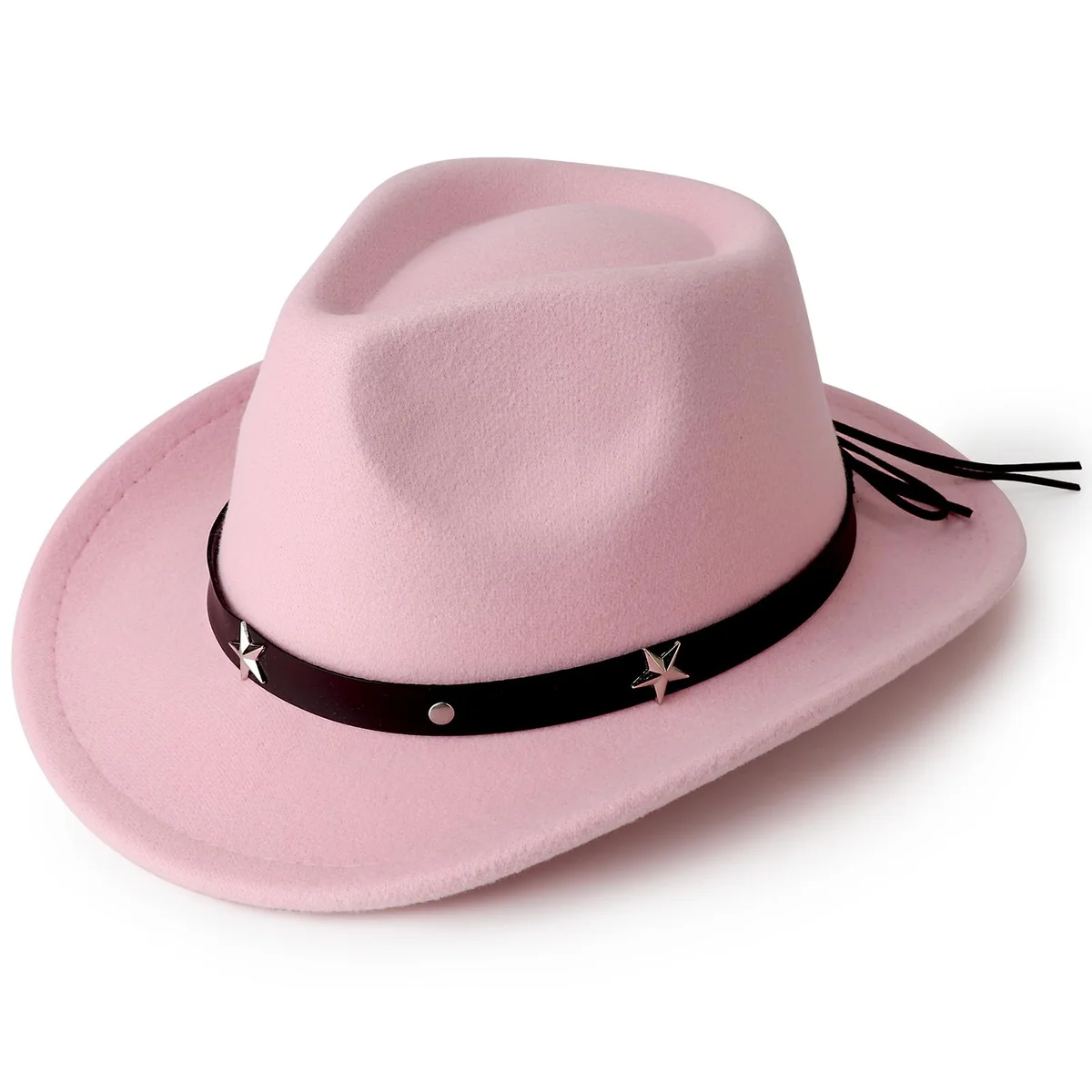 DRESHOW Kowbojski Kapelusz dla Chłopców i Dziewczynek Klasyczna Zachodnia Filcowa Fedora Zapięcie na Pasek Retro Panama Kapelusze Unisex Zwijane Cza..