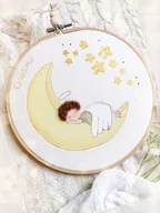 Pamiątka Chrztu Świętego - Obrazek z aniołkiem, personalizowana pamiątka na Chrzest /narodziny dziecka - miniaturka - grafika 1