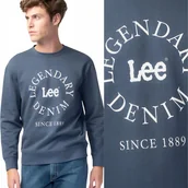 Swetry męskie - Lee LEGENDARY SWS Deep Waters NIEBESKA BLUZA Z LOGO REGULAR FIT XXL - miniaturka - grafika 1