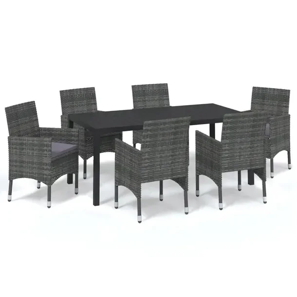 Komplet mebli ogrodowych z aluminiowym stołem 185 x 90 x 74 cm, czarny