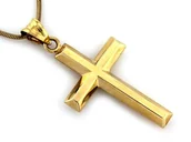 Wisiorki - Gładka złota zawieszka krzyżyk duży męski wysokość 50,5mm - miniaturka - grafika 1