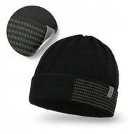 Czapki damskie - Czapka Zimowa Męska PaMaMi Czarna Wywijana Klasyczna Beanie Uniwersalna - miniaturka - grafika 1
