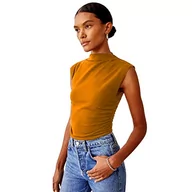 Kamizelki damskie - Clotth Damska koszulka typu bottom, okrągły dekolt, wąski krój, bez rękawów, wąska, krótka kamizelka, Pomarańczowy-XL, XL - miniaturka - grafika 1