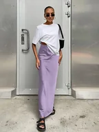 Spódnice - Satynowa długa spódnica - Fioletowy - miniaturka - grafika 1