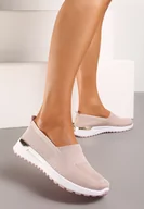 Trampki damskie - Różowe Tenisówki Elastyczne z Metaliczną Wstawką na Zapiętku Jestella - miniaturka - grafika 1