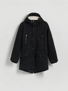 Reserved - Długa parka z kapturem - czarny - Moda i Uroda OUTLET - miniaturka - grafika 1
