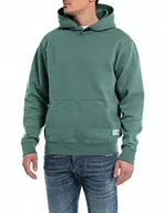 Bluzy męskie - Replay Męska bluza z kapturem, Green Essence 336, S - miniaturka - grafika 1