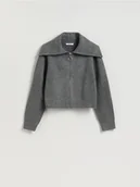 Swetry damskie - Reserved - Sweter z zapięciem na zamek - ciemnoszary - miniaturka - grafika 1