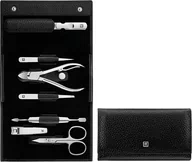 Akcesoria do paznokci - Akcesoria do manicure Classic Inox czarne w skórzanym etui poziomym 7 el. - miniaturka - grafika 1