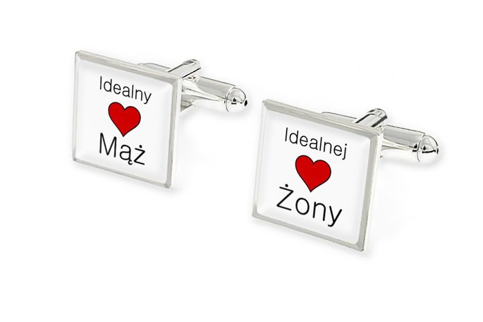 Spinki Do Mankietów Idealny Mąż Serce Ślub