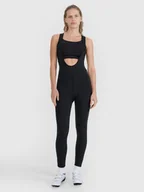 Legginsy - Damskie legginsy kolarskie z szelkami 4F 4FWSS25TFTIF331 - czarne - miniaturka - grafika 1