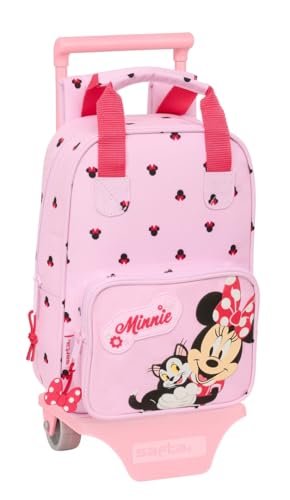 Safta MINNIE MOUSE NAIVE - Plecak szkolny 765 z wózkiem 805, idealny dla dzieci w różnym wieku, wygodny i wszechstronny, jakość i wytrzymałość, 20 x 8 x 28 cm, Jasnoróżowy, M, Casual