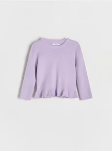 Reserved - Gładki sweter z falbanką - lawendowy - Bluzy dla dziewczynek - miniaturka - grafika 1