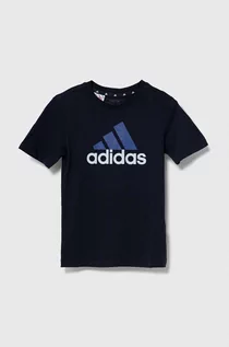 Koszulki dla dziewczynek - adidas t-shirt bawełniany dziecięcy kolor czarny z nadrukiem - grafika 1