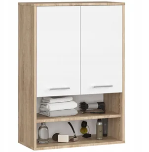 Szafka wisząca łazienkowa FIN 64 cm 2 drzwi 4 półki otwarta - sonoma biała - Szafki łazienkowe - miniaturka - grafika 1