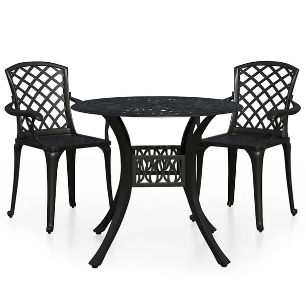 Zestaw mebli bistro aluminiowych 2 krzesła + stolik, czarny