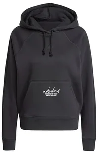adidas Damska bluza z kapturem z haftem graficznym z nadrukiem luźna, L, czarna - Bluzy damskie - miniaturka - grafika 1