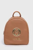 Plecaki - Love Moschino plecak damski kolor brązowy mały z aplikacją - miniaturka - grafika 1