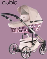 Wózki dziecięce - Cubic - kol. Pink Silver - 3w1 - Wózek dziecięcy - Kajtex - miniaturka - grafika 1