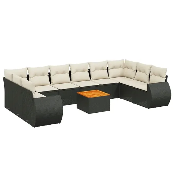 Modułowy zestaw mebli ogrodowych z poduszkami, czarny, rattan PE, 62x62x69
