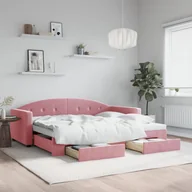 Łóżka - Sofa rozsuwana z szufladami, różowa, 90x200 cm, aksamit Lumarko! - miniaturka - grafika 1