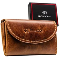 Portfele - Mały portfel męski ze skóry naturalnej slim skórzany cienki RFID w pudełku brązowy - miniaturka - grafika 1
