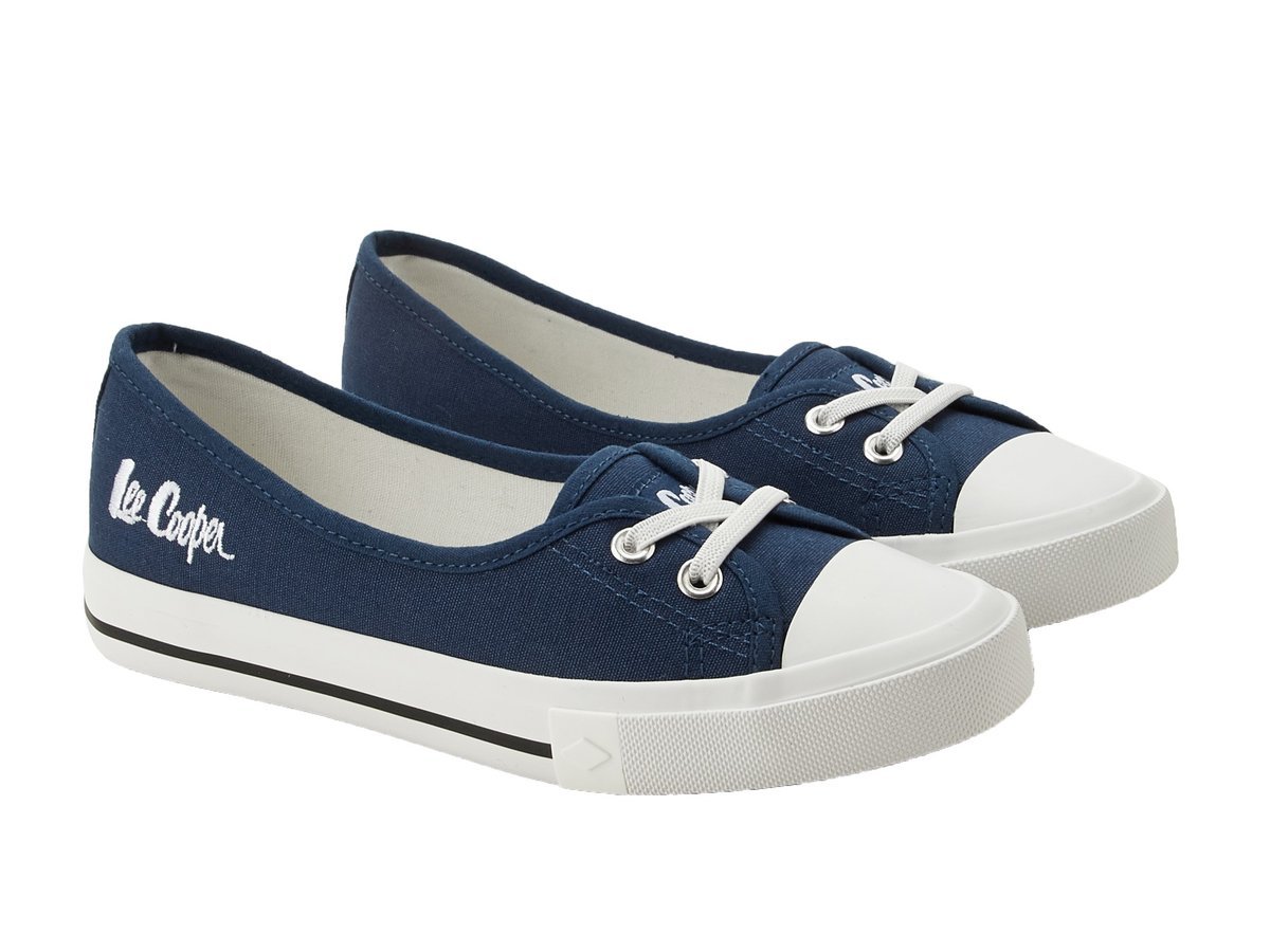 Tenisówki damskie baleriny granatowe tekstylne Lee Cooper 4355 wsuwane-41