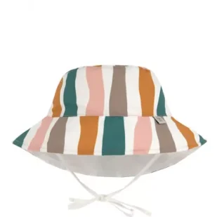 Lassig Dwustronny kapelusz przeciwsłoneczny UV80 Splash & Fun Fale pink/nature, rozm. 46/49 - Czapeczki dla niemowląt - miniaturka - grafika 1