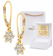 Biżuteria dla dzieci - ZŁOTE KOLCZYKI WISZĄCE KWIATUSZKI Z BIAŁYMI CYRKONIAMI FIORI 8KT 333 - miniaturka - grafika 1