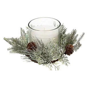 Feeric Christmas - Biała świeca zapachowa Środek stołowy Szklany słoik z dekoracjami Liście 210 G - Świece - miniaturka - grafika 1